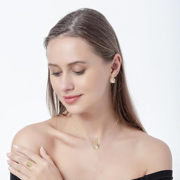 4pcs Cubic Zirconia Wedding Jewelry Sets for Bride Bridesmaid Cubic Zirconia Pen - Picture 3 of 6